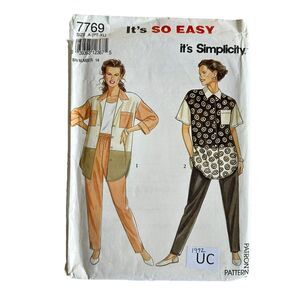 Simplicity 7769 Sewing Pattern Size 6-24 Shirt Pants Color Blocked 1992 Vintage